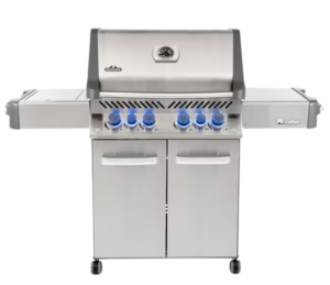 Napoleon Prestige 500 Propane Gas Grill with Infrared Rear Burner and Infrared Side Burner and Rotisserie Kit.